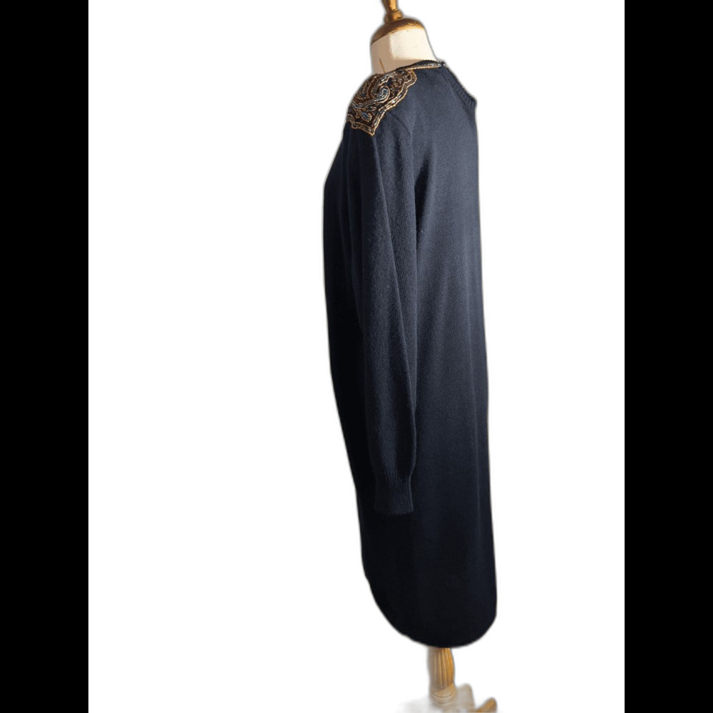 Lady Darian Sweater Dress Size XXL Vintage 90's Maximalist Black Sweater Dress - Picture 3 of 6